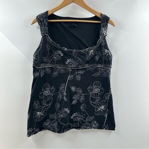 BCBGmaxazria Black/ White Emboridered Tank Top